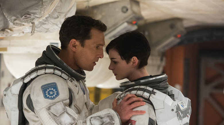 Joseph Cooper and Dr. Amelia Brand conversing in Interstellar (2014)