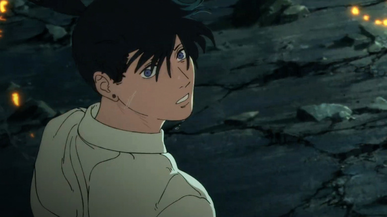 Aki turning around in fear in Chainsaw Man - The Movie: Reze Arc (2025)