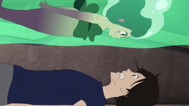 Lu and Kai Ashimoto facing each other in Lu Over the Wall
