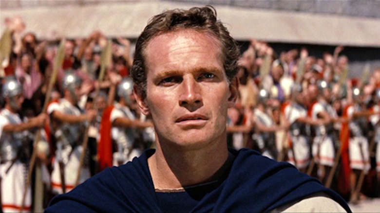 Ben Hur in front of a line of soldiers