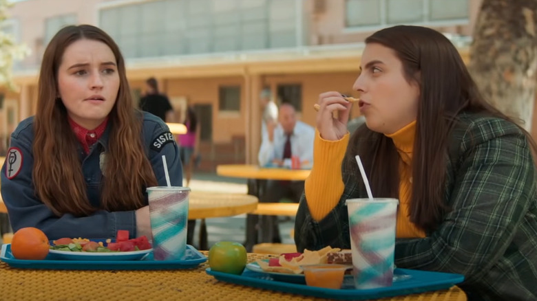 Beanie Feldstein and Kaitlyn Dever talking