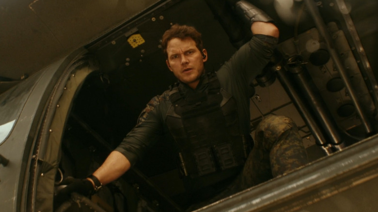 Dan looking down from a helicopter in "The Tomorrow War" (2021)