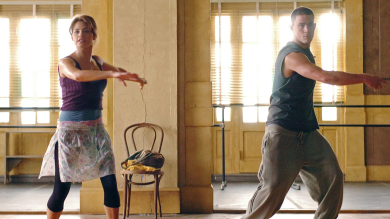 Nora teaching Tyler part of her routine in her school's practice studio in "Step Up" (2006)
