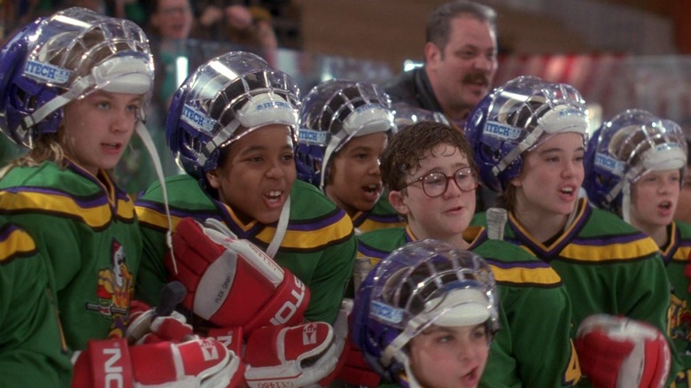 The Ducks standing together in The Mighty Ducks