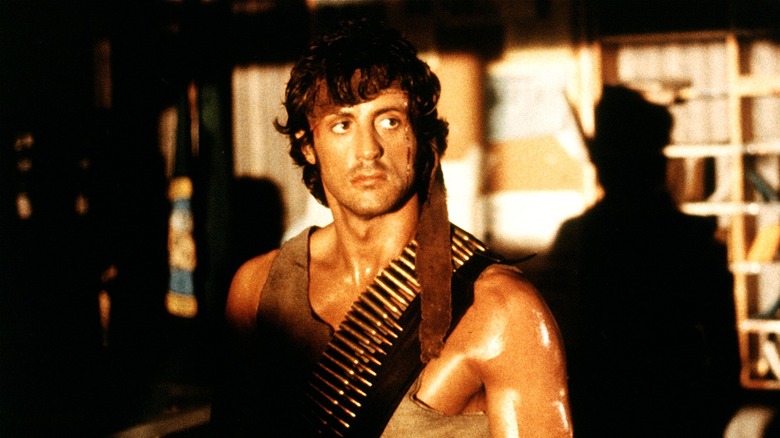 John Rambo looking to the side in First Blood