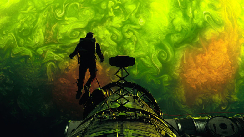 Ryland in space looking at Adrian on Project Hail Mary