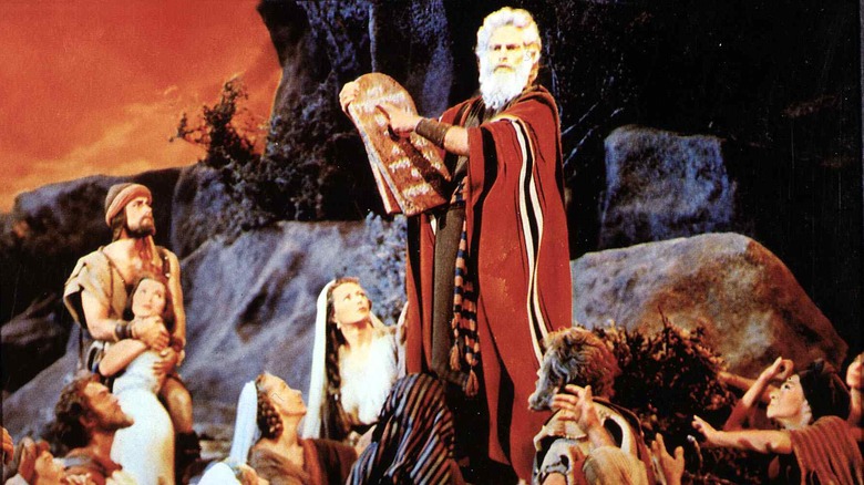 Moses shows off the Commandments