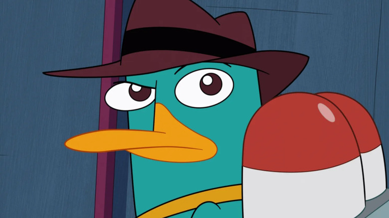 Perry the Platypus wearing jetpack