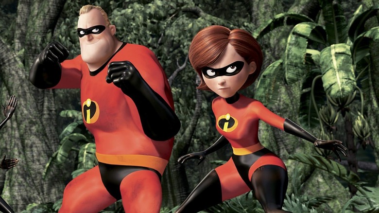 Bob and Helen Parr posing for battle in The Incredibles
