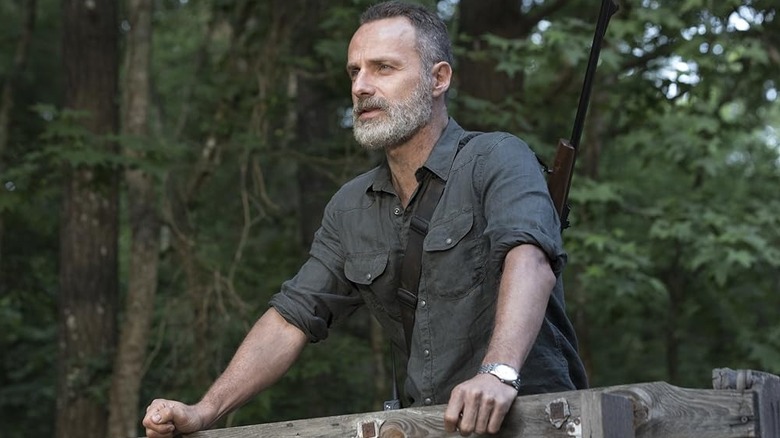 Rick looks out over an outpost in The Walking Dead (2010)