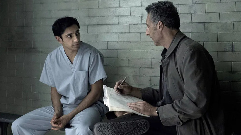 Naz and Stone meeting in a prison cell in "The Night Of"