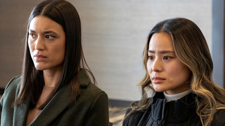 Angela Bishop and Molly Park looking concerned in "Dexter: New Blood"