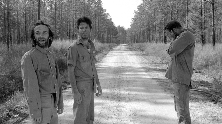 Roberto, Zack and Jack after escaping from prison in Down By Law (1986)
