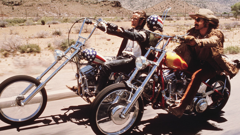 Wyatt and Billy ride their motorcycles in Easy Rider