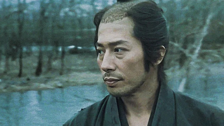 Seibei Iguchi looking serious in The Twilight Samurai