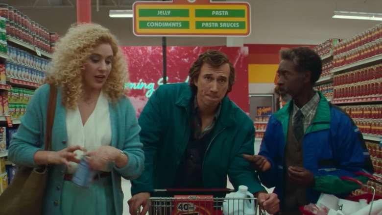 Greta Gerwig, Adam Driver, and Don Cheadle talking
