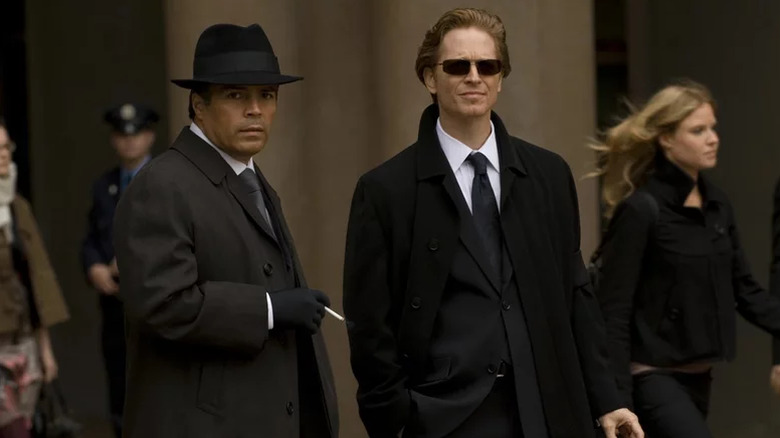 Joseph Adama and Daniel Graystone walk on "Caprica"