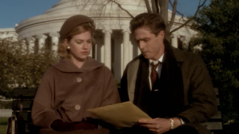 John Loengard and Kimberly Sayers look over military documents on "Dark Skies"