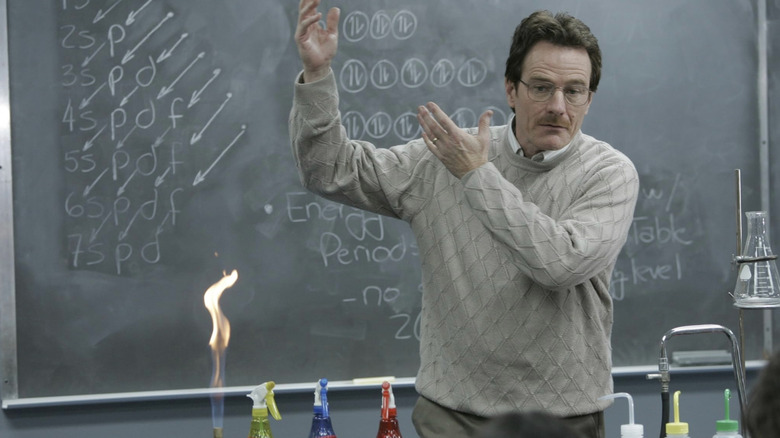 Walter White teaching in a classroom in "Breaking Bad"