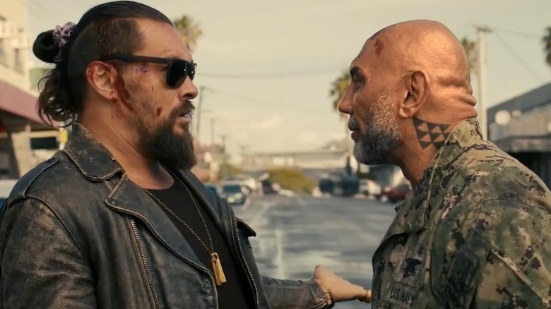 Jonny and James arguing in the street in "The Wrecking Crew" (2026)