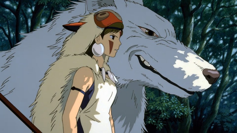 San in front of Moro in "Princess Mononoke" (1997)