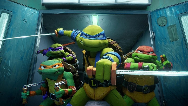 Teenage Mutant Ninja Turtles in fighting positions