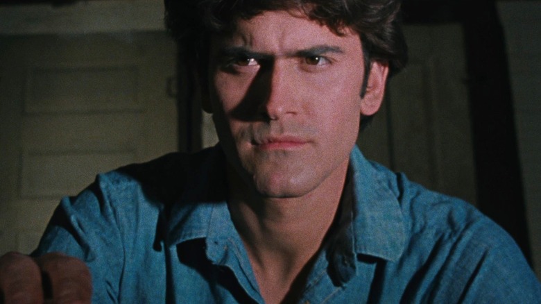 Ash Williams staring in "The Evil Dead"