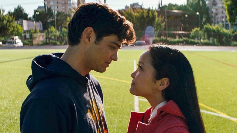 Lana Condor smiling at Noah Centineo