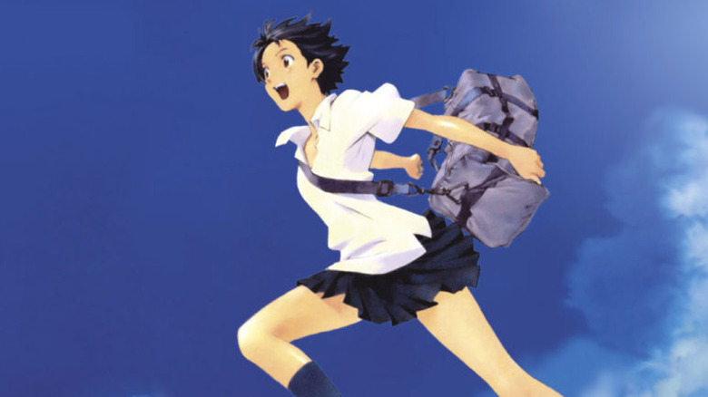 Makoto Kono leaping through time in "The Girl Who Leapt Through Time" (2006)