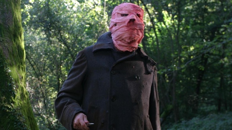 The bandaged man in the forest in "Timecrimes" (2007)