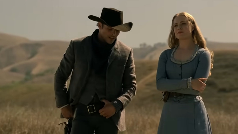 Dolores and Teddy on Westworld