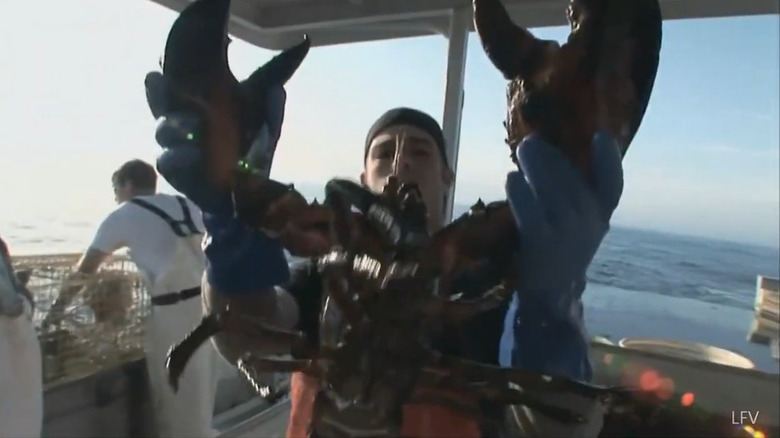 Man holding up lobster in "Lobster Wars" (2007)