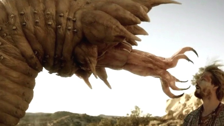 The Graboid reaching its tongue toward Tyler in "Tremors."