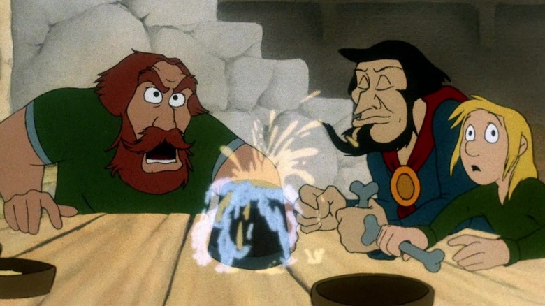 Thor slams his drink down in anger in Valhalla (1986)