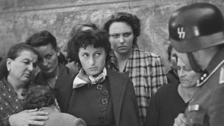 Woman glaring at SS officer