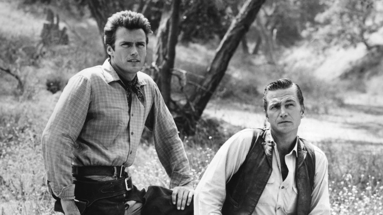 Rowdy Yates and trailboss Gil Favor on the frontier on Rawhide (1959-1965)