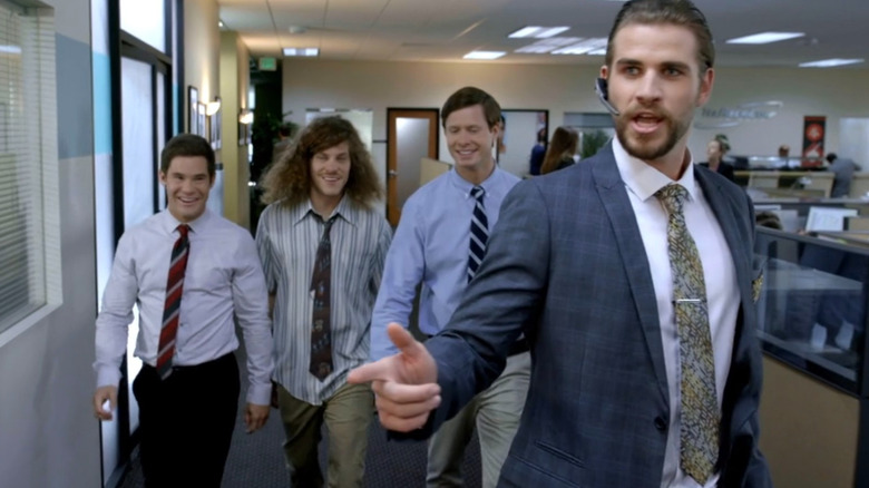 Liam Hemsworth points for the guys