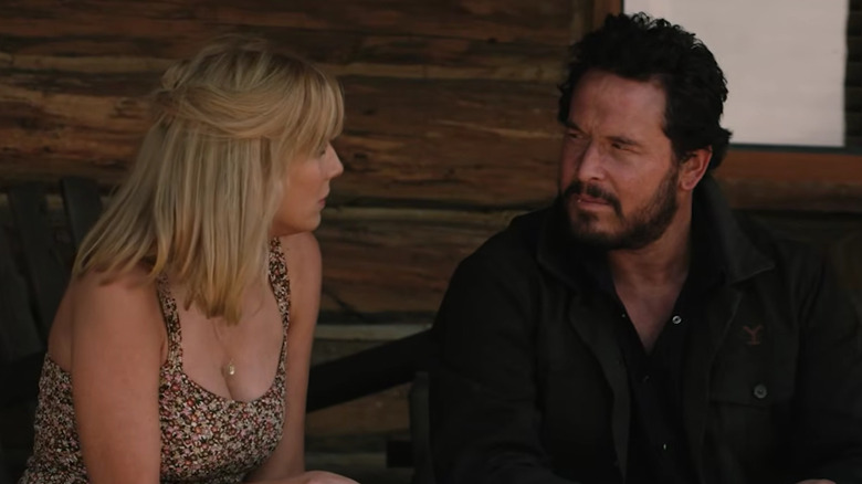 Beth Dutton and Rip Wheeler looking at each other on Yellowstone