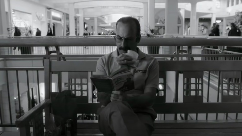 Gene sits in the mall