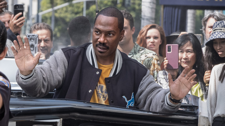 Axel Foley wears letterman jacket