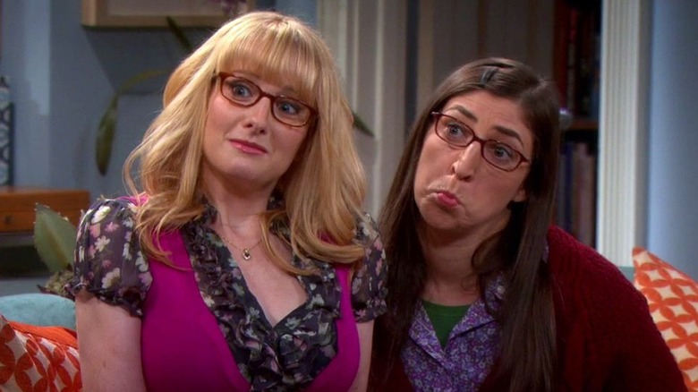 Bernadette and Amy looking worried