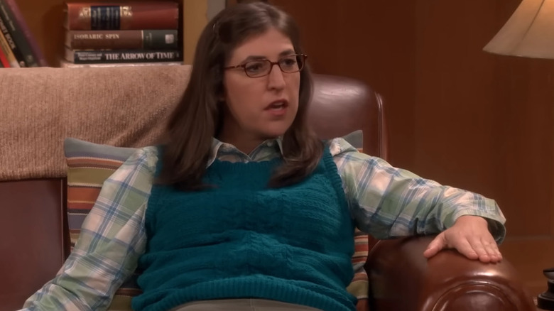 Amy Farrah Fowler sits in Sheldon's spot