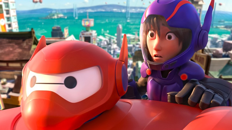 Hiro on Baymax's back