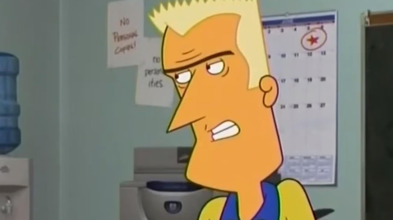 Ennis Hofftard cracking wise in a break room in Sit Down, Shut Up (2009)