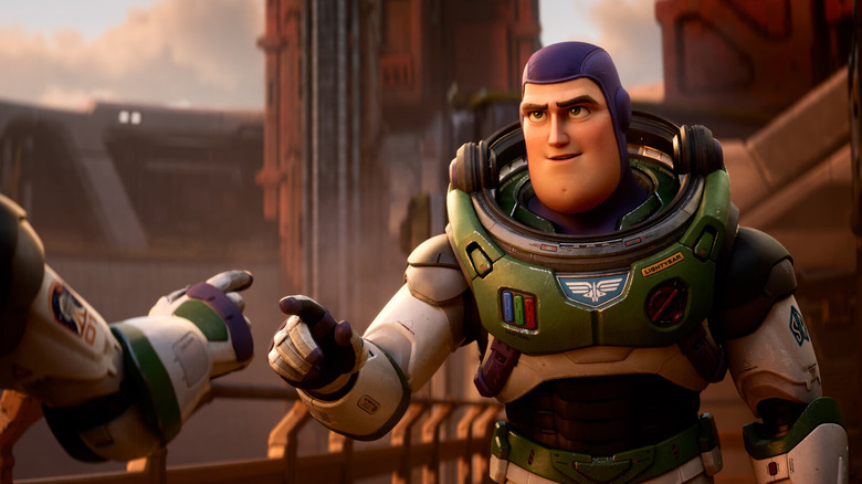 Buzz Lightyear bidding farewell to a friend in "Lightyear" (2022)