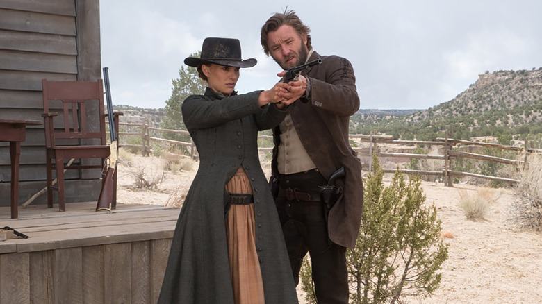 Jane learning how to use a firearm in "Jane Got a Gun" (2016)