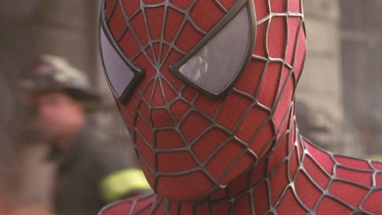 Tobey Maguire in Spider-Man mask