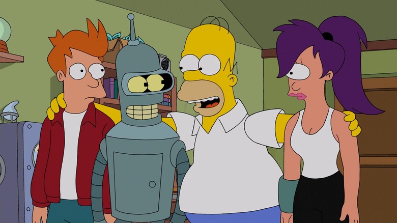 Homer meets Futurama crew