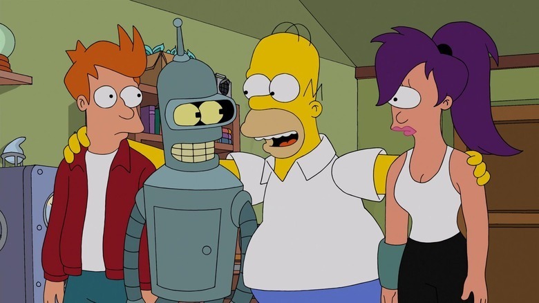 Homer meets Futurama crew