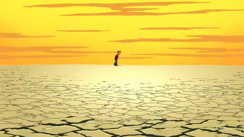 Fry walking in desert